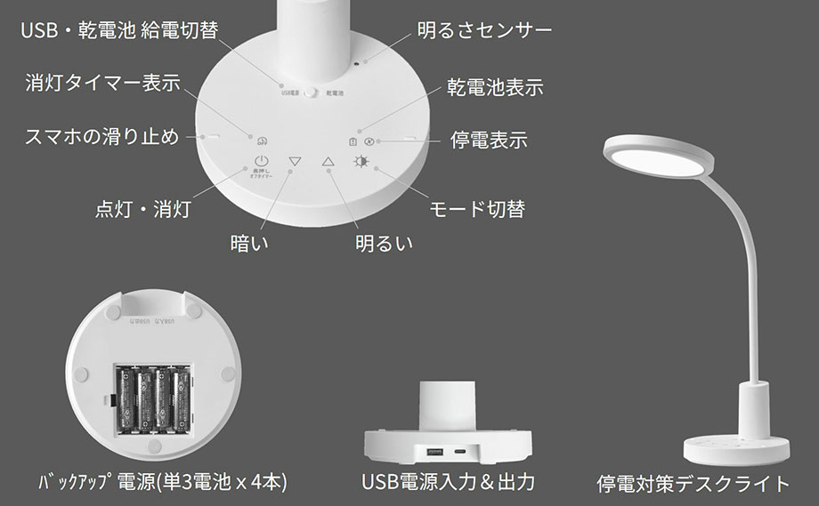 停電対策デスクライト