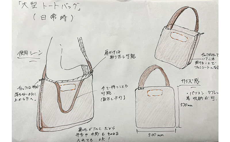 トートバック型アルミシート：日常時